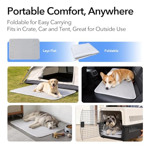 Dog Cooling Mat 60"x40" for Giant Dogs, XL | Q-Max>0.4 Ice-Silk, Waterproof Non-Slip, Machine Washable, Great Danes & Mastiffs, Crate Indoor Outdoor Travel - size: Extra Large 60"x40"
