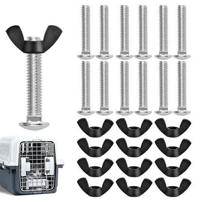 M6 Pet Carrier Fasteners Kennel Replacement Bolts for Plastic Cat Crate and Dog Crate Dog Kennel Accessories Cat Cage Carrier Parts(12 Set) - color: 12 Set