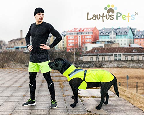 Waterproof Dog Rain Coat, Reflective Safety Strips & Leash Hole – Lightweight Adjustable Jacket for Medium Breeds - S, Yellow - color: Yellow, size: Small
