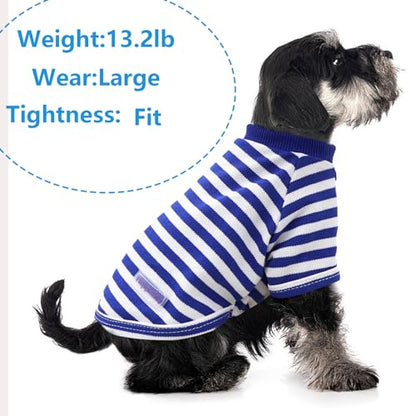 2 Pieces Stripe Dog Clothes for Small Dogs Summer Dog Shirt Cute Soft Puppy Clothes Bresthable Chihuahua Cat Clothes XS~XXL Pet Clothing (Blue, XX-Large) - color: blue, size: XX-Large