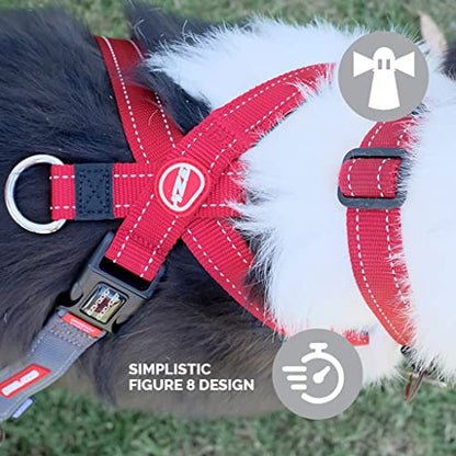 EzyDog Crosscheck No Pull Dog Training Harness – 2-in-1 Escape Proof Reflective Dog Harness for Easy Controlled Walks (M, Red) - color: Red, size: M