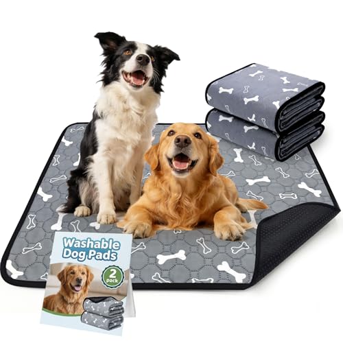 BAEJMJK Washable Dog Pee Pads, Reusable Dog Crate Mats Puppy Training Pads, 4-Layer Super Absorbent Waterproof Non-Slip Leak-Proof Ideal for Potty, Crate, Playpen & Travel(28"x40",Gray 2-Pack) - color: Gray 2-pack, size: 28"x40"