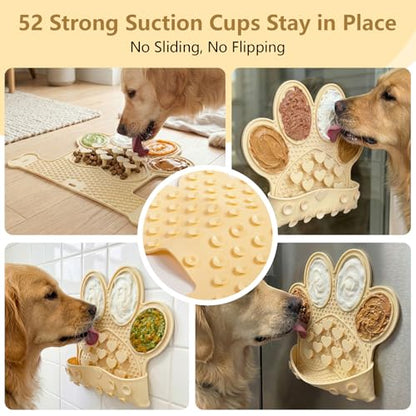 Dog Lick Mat with Suction Cups, Slow Feeder & Enrichment Mat for Dogs & Cats, Silicone Feeding Mat for Wet & Dry Food, Anxiety Relief, Mess-Free Foldable Pocket Design, Yellow - color: Yellow