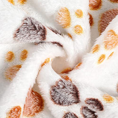 Tegeme 12 Pcs Pet Blankets 23 x 16 Inch Soft Fluffy Fleece Dog Cat Warm Paw Print Pattern Blankets Flannel Throw for Pets Dog Puppy Cat(White) - color: White, size: 23 x 16 Inch