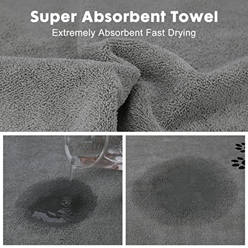 2Pieces Microfiber Pet Bath Towel Dog Towel.Dog Towel Soft Absorbent Drying for Small Medium Large Dogs and Cats with Great for Bathing and Grooming (35 x 20 Inch Grey) - color: Grey