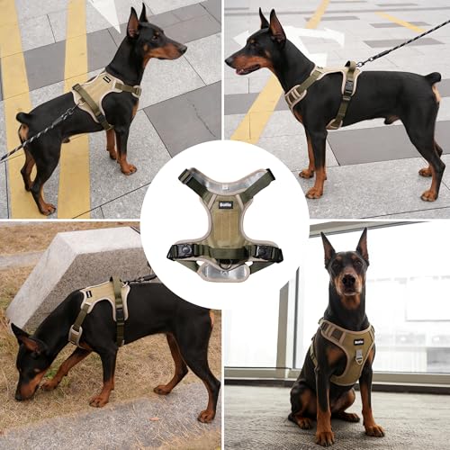 Tactical Dog Harness for Large Dogs,No Pull Military Dog Vest with Handle,Reflective Heavy Duty Pet Harness for Walking Hiking Training L - size: Large