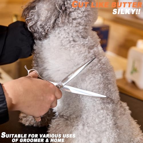 High-end Professional Dog Grooming Curved Scissors Pet Curved Shears 8 Inches Extremely Very Sharp Made Of Stainless Steel Alloy By Hand For Dog Cat Groomer - style: 8inch Curved Shears