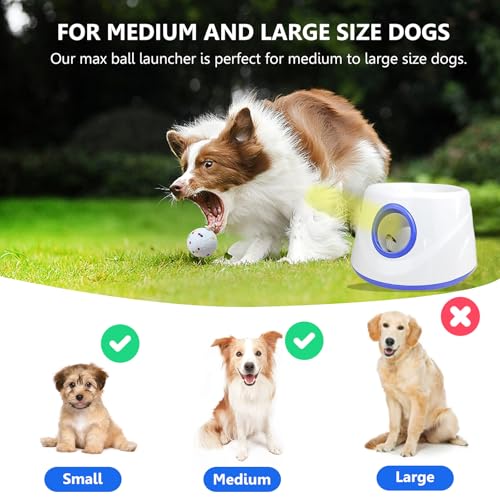 Automatic Dog Ball Launcher, Dog Ball Throw Launcher, 3 Adjustable Distance 20-45FT, with 6 2.3-inch ETPU Balls, for Small/Medium Dogs, Indoor and Outdoor Interactive Toys