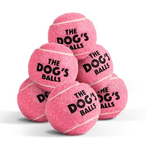 The Little Dog’s Balls Small Dog Tennis Balls 6-Pack Pink Floats in Water | Our fetch balls combine non-abrasive felt exterior and a thicker rubber core Durable Dog Toy for Outdoor Play & Training - color: Pink, size: 6 Small Tennis Balls