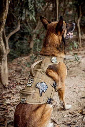 OneTigris Tactical Dog Harness with 5X Metal Buckle,Dog MOLLE Vest with Handle,No Pulling Front Clip,Hook and Loop Panel for Dog Custom Patch - color: Brown, size: XL