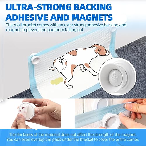 (4-Pack) Potty Training Pad Magnetic Holder Compatible with Any Size of Puppy Pee Pads Perfect for Leg-Lifting Marking Dogs, Strong Magnets Will Stick on Most Flat Surfaces - White Paw - size: Claw