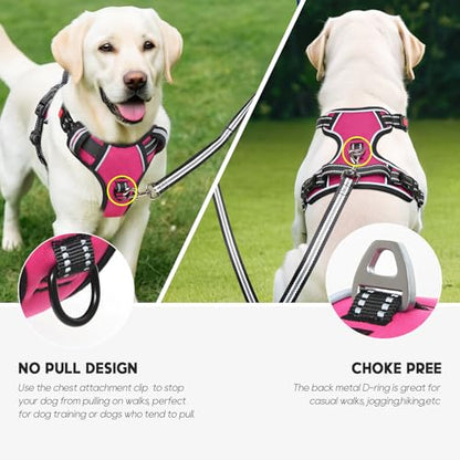 Timos No Pull Dog Harness, No Choke Front Lead Dog Reflective Harness, Adjustable Soft Padded Pet Vest with Easy Control Handle for Small Medium Large Dogs, S - color: Lock-Rosy, size: Small (Pack of 1)