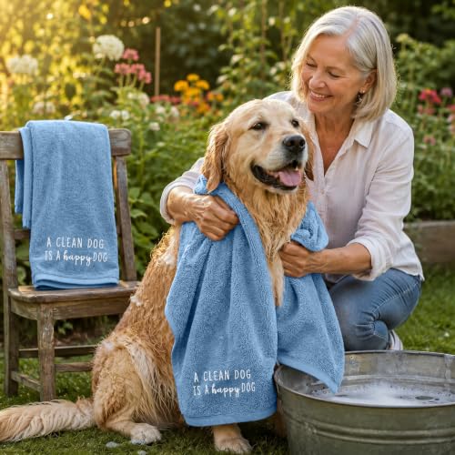 DAN RIVER Dog Towel - Pack of 1, 100% Cotton, 20x40, Ultra Soft 450 GSM, Super Absorbent & Quick Drying Towel for Dogs, Cats, and Other Pets, Riviera. - color: Riviera