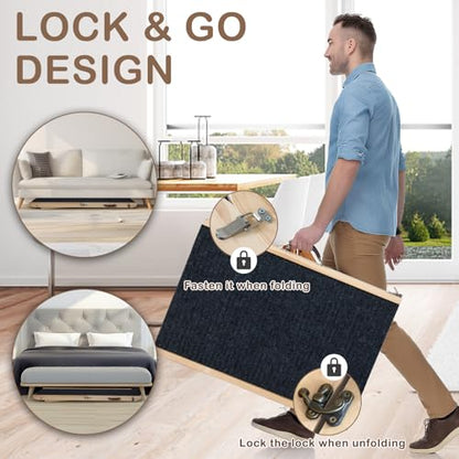 Folding Dog Ramp Safety, Wooden Adjustable Height Pet Ramps, Potable Dog Steps with Non-Slip Traction Mat, Dog Step for Bed, Dogs Stairs for SUV Car, Couch, Safe, Height Bed - size: 55.12 Inch Long