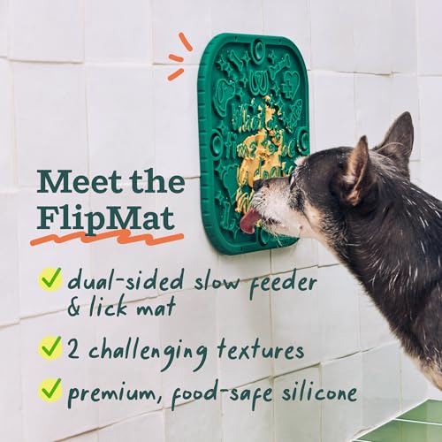 WOOF FlipMat Easy-to-Clean Lick Mat for Dogs + LickWells Pumpkin Butter - Dog Lick Mat Spread and Meal Topper for the FlipMat and LickMat