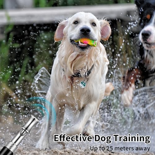2 PCS Silent Dog Whistle to Stop Barking, Dog Whistle to Call Your Dogs, Adjustable Ultrasonic Dogs Training Whistles with Lanyard (Black+White)