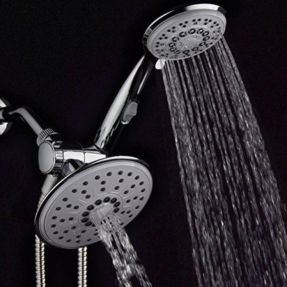 30-Setting 6 Inch Rain Shower Head with Handheld Shower Combo featuring Patented ON/OFF Pause Switch by Hydroluxe - Use Each Showerhead Separately or Both Together! Premium Chrome Finish - color: Gray Face
