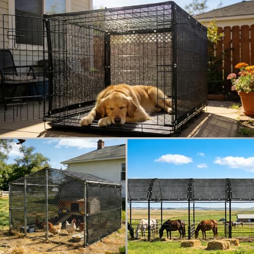 ColourTree 4' x 5' Black Dog Kennel Shade Cover, 90% UV Block Shade Cloth, Mesh Tarp with Grommets for Dog Playpen, Dog Pen, Dog Run, Dog Crate, Fence Privacy Screen (We Make Custom Size) - color: Black, size: 0 4' x 0 5'