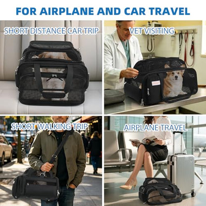 pidipiti 18x14x8 TSA Approved,top and Side Expandable pet Carrier for Extra-Small Dog Under 6 lbs,or Medium cat Under 10 lbs,for Airlines only Have 8'' Height Space underseat