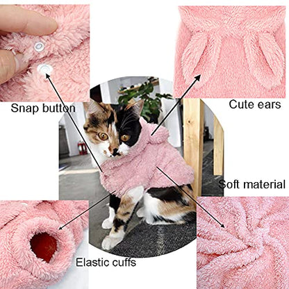 Easter Dog & Cat Outfit - Bunny Ears Hoodies, Fleece Puppy Sweatshirt, Warm Dog & Cat Costume (Small, Pink) - color: Pink, size: Small
