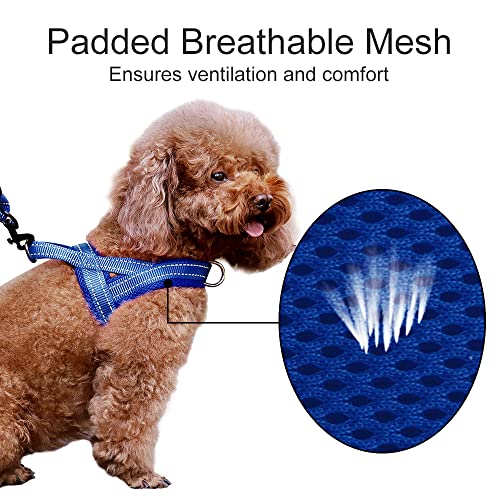 Plutus Pet No Pull Dog Harness with Breathable Mesh Padded, Adjustable Reflective Escape Proof Dog Harness, Quick Fit Dog Vest Harness for Small Medium Large Dogs(XXS, Navy Blue) - color: Navy Blue, size: XXS: chest 11.8"-15"
