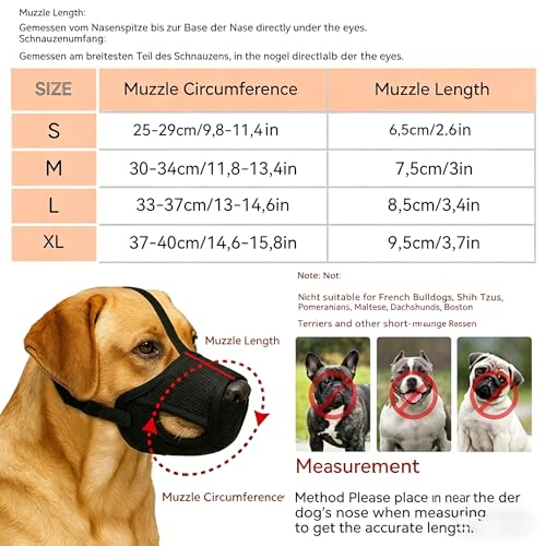 Dog Muzzle – Mesh Soft Muzzle for Small Medium Large Sized Dogs, Adjustable for No Bark, Scavenging, Licking & Chewing, Prevent Biting, Black (S) - size: S