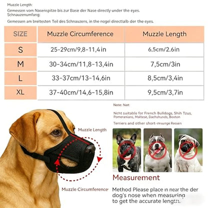 Dog Muzzle – Mesh Soft Muzzle for Small Medium Large Sized Dogs, Adjustable for No Bark, Scavenging, Licking & Chewing, Prevent Biting, Black (S) - size: S