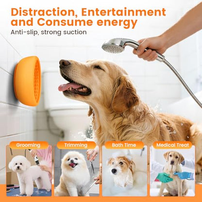 Dog Slow Feeder Licking Bowl,Freezeable Anxiety Relief Treat Dispenser, Non-Slip Anti-chocking Pet Dish,Entertainment Interactive Puzzle Toy for Small Medium Breed, BPA Free Silicone Dishwasher Safe - color: yellow, size: S