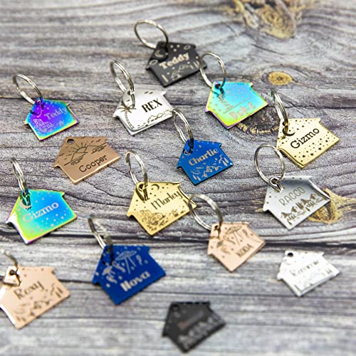 Personalized Dog Tag with 5 Lines of Custom Deep Engraved Durable Stainless Steel Pet ID Name Tag Designer Small Size House - size: Small, style: House