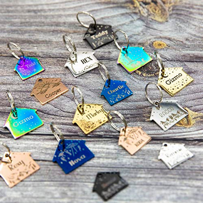 Personalized Dog Tag with 5 Lines of Custom Deep Engraved Durable Stainless Steel Pet ID Name Tag Designer Regular Size House - size: Regular, style: House