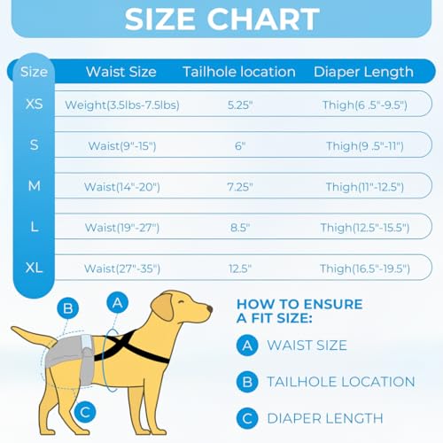 3 Pack Washable Female Dog Diapers with Suspender - Reusable Super Absorbent & Leakproof Fixed Doggie Diapers for Dogs in Heat Cycle - size: M