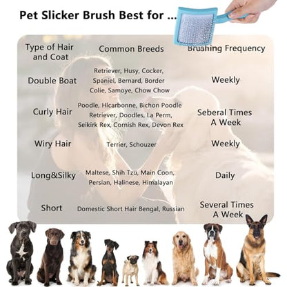 Pink Slicker Brush for Long Haired Dog Wooden Handle Coated Pins | Gently Grooming Slicker Brush, Ergonomic Wooden Handle, Long-Haired Dogs, Long Pins for Grooming Goldendoodles Poodles - color: Pink