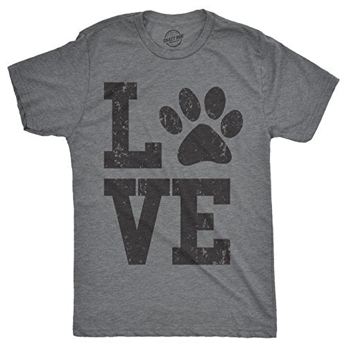 Mens Love Paw T Shirt Cute Adorable Dog Lover Pet Tee for Guys | Funny T Shirts, Love Apparel for Men, Cool Dog Short Sleeve, Soft Cotton Blend, Novelty Tees for Guys - size: Large