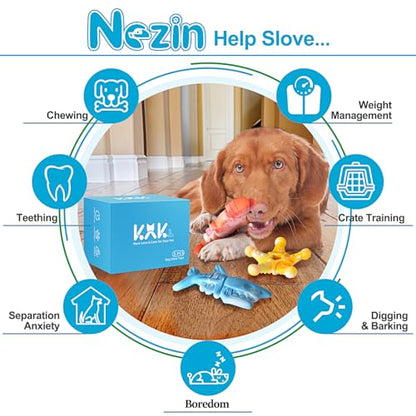 NEZIN Dog Chew Toys, Indestructible Dog Toys for Aggressive Chewers, Tough Dog Toys, Durable Dog Chew Toys for Large Medium Breed, Interactive Dog Toys with Real Beef Flavor (Mix 3 Pack) - color: MIX 3 PACK