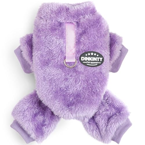 Small Dog Sweater Fleece Dog Pajamas Winter Warm Puppy Sweater Thermal Soft Puppy Pjs Coat Stretchy Jumpsuit Doggie Pet Clothes Outfits Cat Apparel (Purple, Small) - color: Purple, size: Small