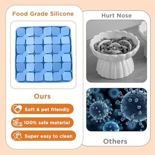 2 Pcs Silicone Snuffle Lick Mat for Dogs, 8 x 8 Inch with Suction Cups, Slow Feeder Puzzle Toy for Mental Stimulation Anxiety Relief, Blue & Purple