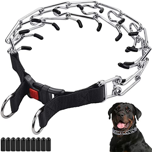Dog Prong Collar, Adjustable Dog Training Collar with Quick Release Buckle for Small Medium Large Dogs - color: Black, size: L/3.5mm (Neck: 18"-20" Weight: 70 lbs)