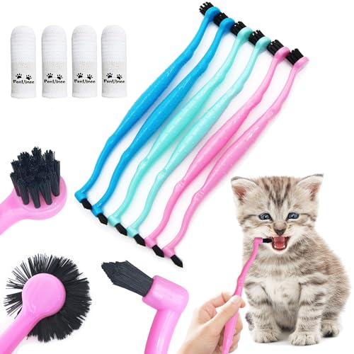 Dual Sided Cat Toothbrush Dog Toothbrush Finger Brush Micro Head to fit into Small to Large Dogs & Cats (Black, Small) - color: Black