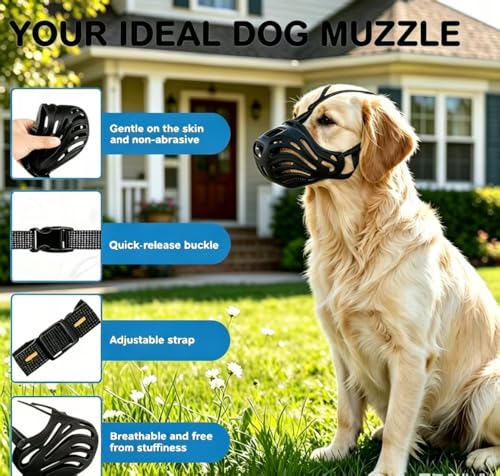 Dog Muzzle for Large Dogs, Silicone Basket Dog Muzzle for Large and Medium Breeds,Prevent Eating Chewing and Barking for Trimming Training Grooming (M-5) - size: M-5