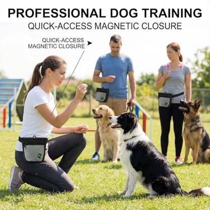 Dog Treat Pouch, Durable Training Tool for Pet Training & Puppy Training Treats (Black-Gray)