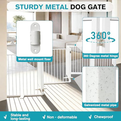 Snagle Paw Extra Wide Dog Gate,Free Standing Dog Fence with Door, Up to 208 Inch Wide Pet Gate with Support Feet for Stairs, Hallways, Doorways, Yard (White, 8 Panels) - size: Up to 208" W, 8 Panels, White