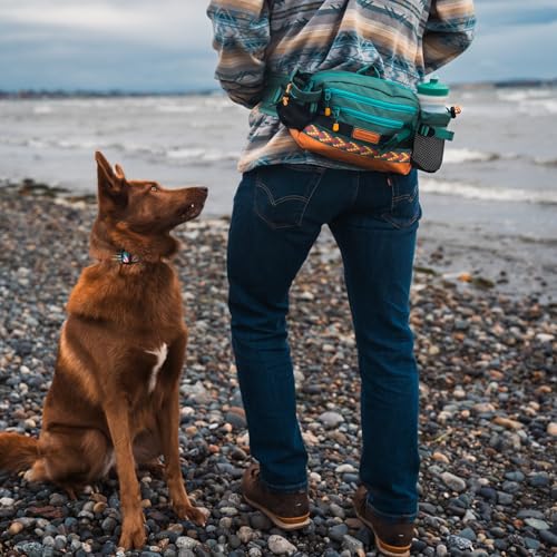 Wilderdog Mega Hip Pack with 3-Liter Capacity, Two Mesh Water Bottle Pockets, Interior Key Loops, Adjustable Straps, and Poop Bag Dispenser (Huckleberry) - color: Huckleberry