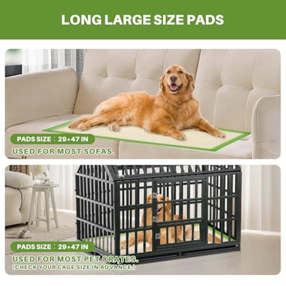 Gardner Pet Dog Pee Pads Extra Large 29"x47", XL Thicker ECO Green Disposable Puppy Training Pads Super Absorbent Full Edge-Wrapping Pad for Dogs, Puppies, Cats, Rabbits (50 Count) - size: 29"x47"-50 Count