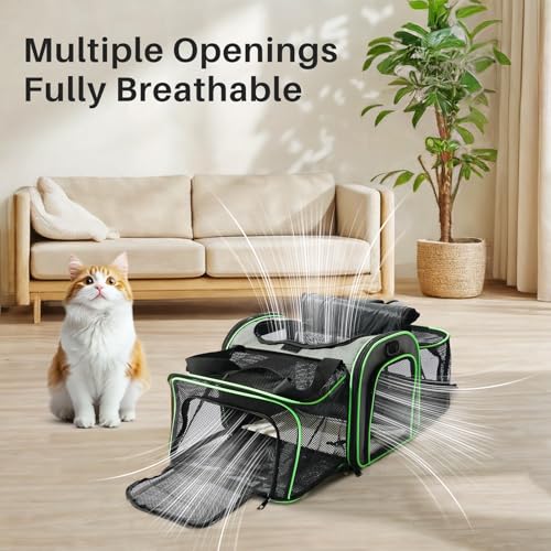 Gardner Pet Expandable Cat Carrier Airline Approved (18x12x12 in), 2-Side Square Extension Pet Travel Carrier for Medium Cats up to 15 lbs, Mesh Soft-Sided Cat Carrier Bag