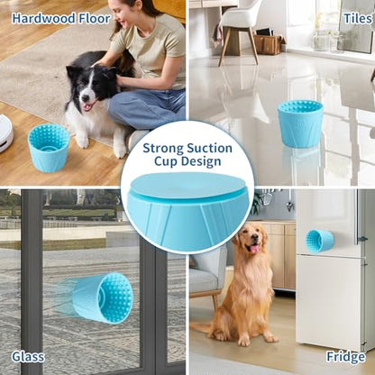 Dog Lick Bowl, Bestalk Anxiety Relief Slow Feeder Dog Lick Mat Treat Dispenser, Non-Slip Licking Bowl Enrichment Toys for Small Medium and Large Breed Dogs, BPA Free Silicone(Teal,M-L) - color: Teal, size: M-L