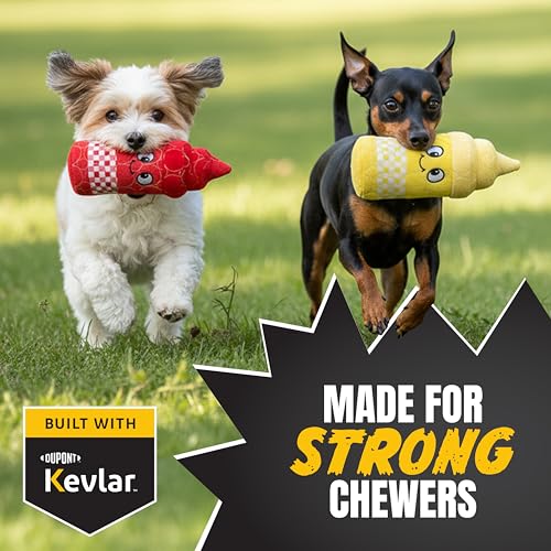 Bite Force Dog Toy - Drizzle & Dollop Squeaky 2 Pack Dog Toys Kevlar-Reinforced for Aggressive Chewers- red and Yellow. - color: Regular - Drizzle & Dollop