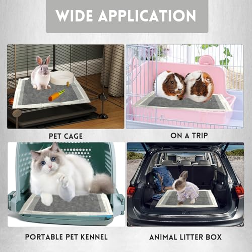 kathson 100 Piece Rabbit Pee Pads,Disposable Pet Pees Pad,Cage Black Carbon Liner,Super Absorbent Leak Proof Cushion Reduce Odor Bunny Training Accessories for Puppy Kitten Hamsters Hedgehog(S) - size: 17.7" x 13.0" / 100PCS