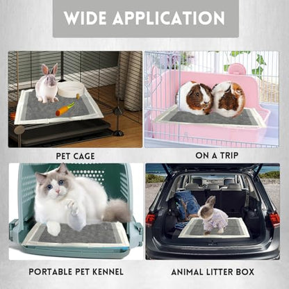 kathson 100 Piece Rabbit Pee Pads,Disposable Pet Pees Pad,Cage Black Carbon Liner,Super Absorbent Leak Proof Cushion Reduce Odor Bunny Training Accessories for Puppy Kitten Hamsters Hedgehog(S) - size: 17.7" x 13.0" / 100PCS