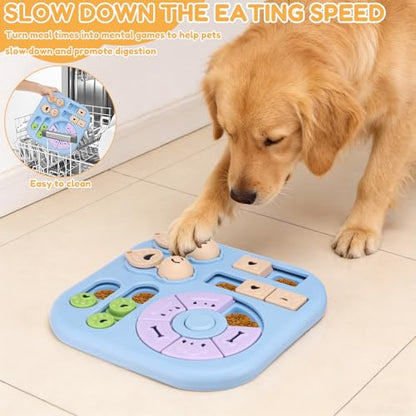 Interactive Dog Puzzle Toys Treat Dispensing Slow Feeder for Training and Mental Stimulating Dog Enrichment Toys for Puppy Cats Pet(Blue) - color: blue