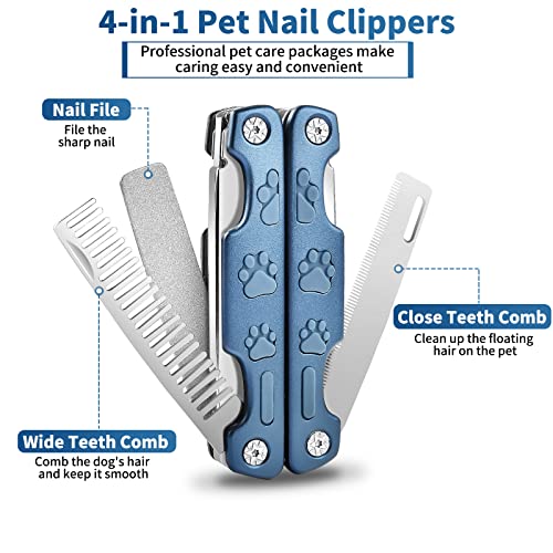 Dog Nail Clipper Trimmer 4-in-1, Professional Pet Nail Clippers with Safety Guard for Large Medium Small Dog Cat